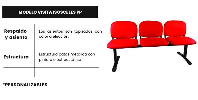 Isosceles Banqueta 3 Cupos Vinil